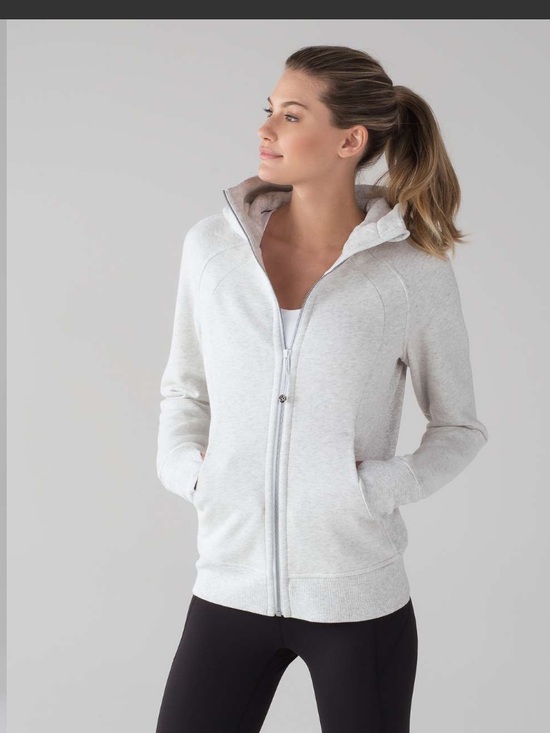 lululemon athletica Tops - Lululemon Light Grey Scuba Hoodie in Light Heathered Grey. SZ 6. Full zip. EUC